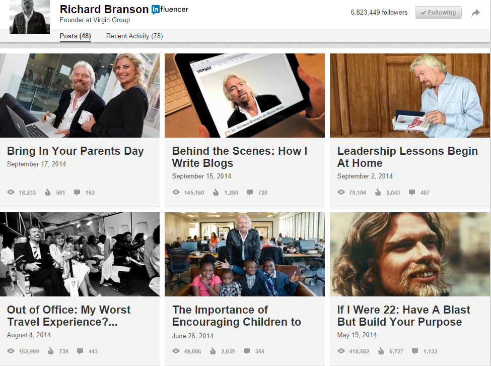 Richard Branson on LinkedIn